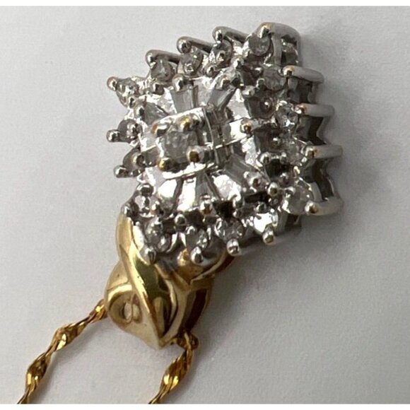 10K Gold Italy 20” Twisted Rope Chain w/ PGDA 10K Moissanite Cluster Pendant - Picture 13 of 16